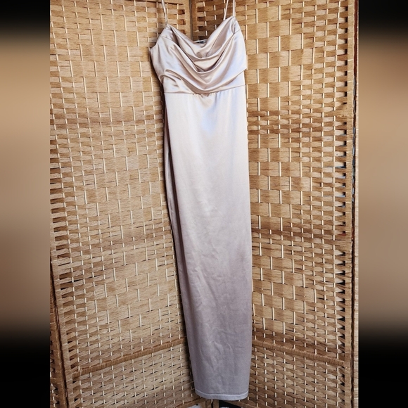 Windsor Dresses & Skirts - Women's Long, Fitted, Bodycon, Champaign Color, Cowl Neck, Sexy Formal Dress